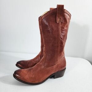 Frye Rust Leather Carson Mid Calf Pull On Western Riding Boots  Size 10B